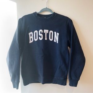 Brandy Melville John Galt Boston Crewneck Sweatshirt Navy Blue